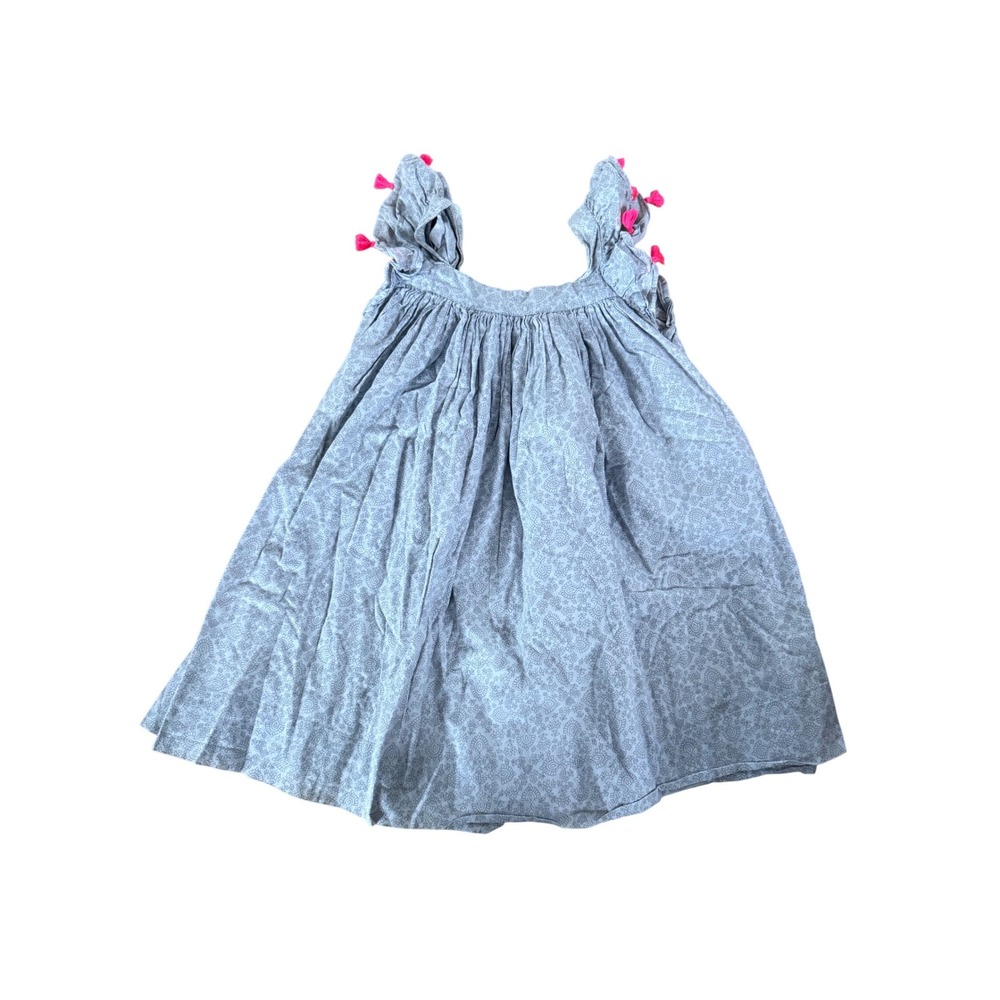 Nellystella blue floral print pink‎ pom pom sleeves girls dress